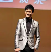 New arrival designer Star style paragraph Korean men’s silver suit singers emcee host clothing costumes male terno masculino