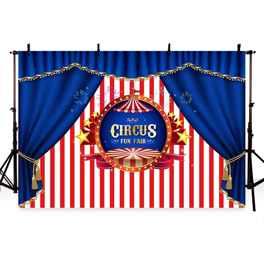 LYLYCTY 7x5ft Happy Birthday Photography Backdrop Circus Tent Background Kids Baby Shower Party Decor Banner Photography Studio Props BJLSLY70