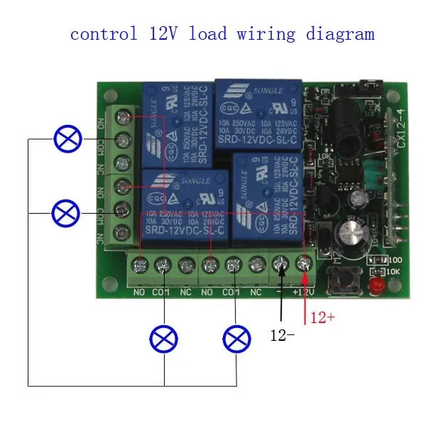 12V 4CH Channel Relay RF Wireless Remote Control-5