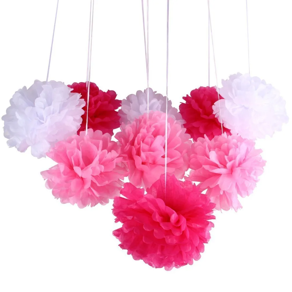 18pcs tissue hanging paper pompoms flower ball wedding tissue paper flower craft kit