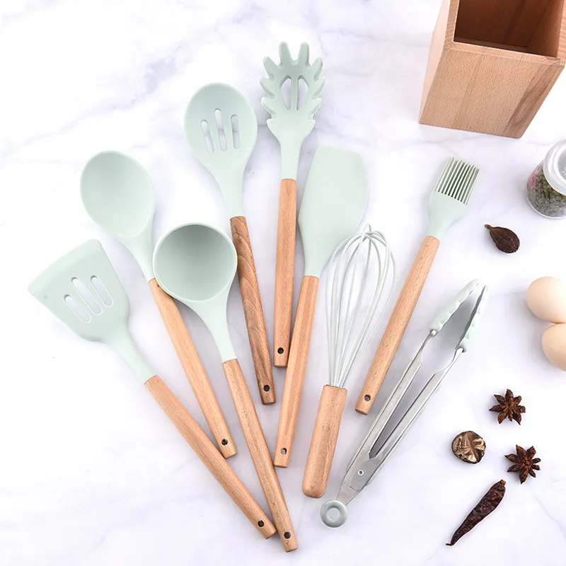 

9pcs Cooking Tools Set Premium Silicone Kitchen Cooking Utensils Set With Storage Box Turner Tongs Spatula Spoon Turner