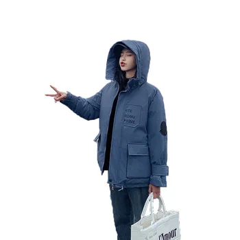 

2019 Women Winter Short Jacket Mujer Hooded Standing collar Parkas Winter Coat Women Loose Down cotton Padded Jackets Overcoat