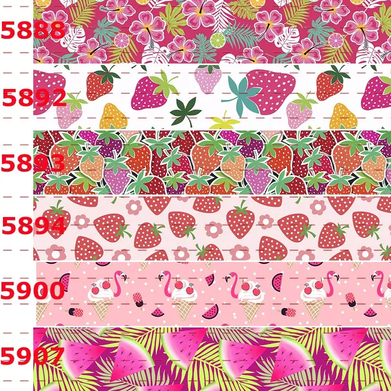 

New 50 yards fresh fruit colorful pattern ribbon printed grosgrain ribbon