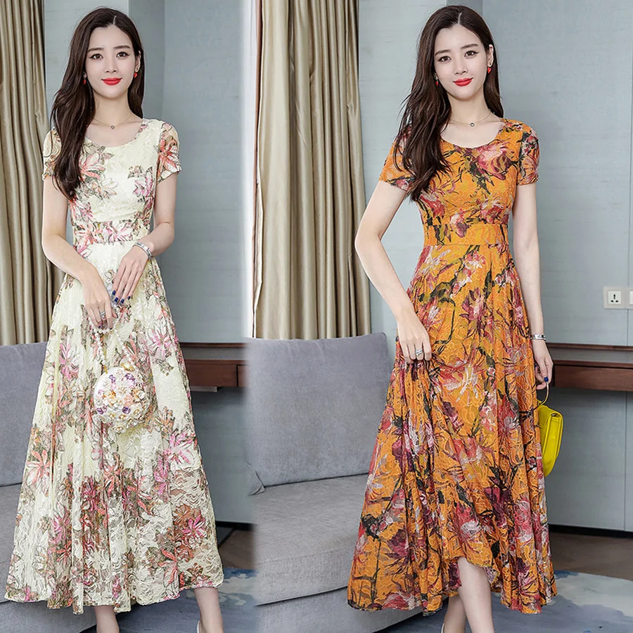 Женское платье Макси Boho винтажное пляжное с цветочным принтом большого размера