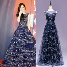 Lange Formale Kleid Navy Blau Rot Abendkleid 2016 Vestidos De Festa