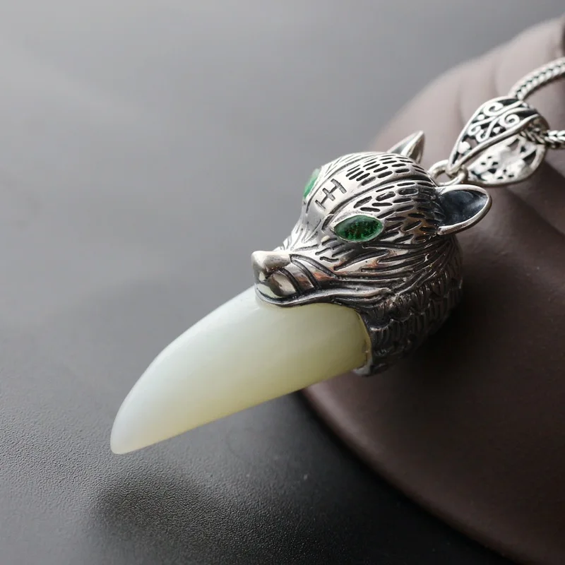 

925 sterling silver pendant restoring ancient ways Manual with natural hetian spike Thai silver pendant