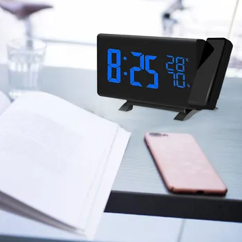 

TS-5210new creative LED projection alarm clock FM radio three color digital projection clock display time, temperature, humidity