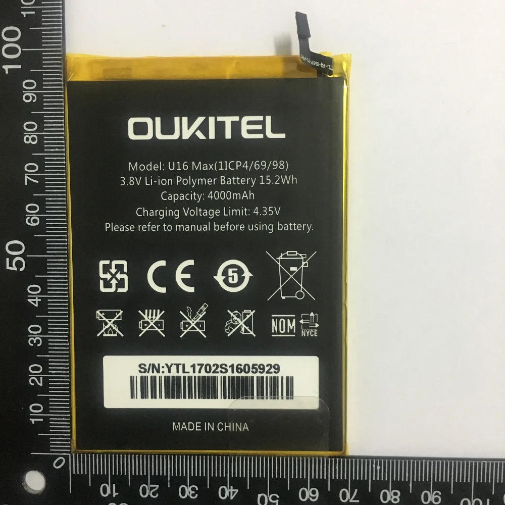 Оригинальный аккумулятор большой емкости Oukitel U16 Max 4000 мАч запасная батарея для