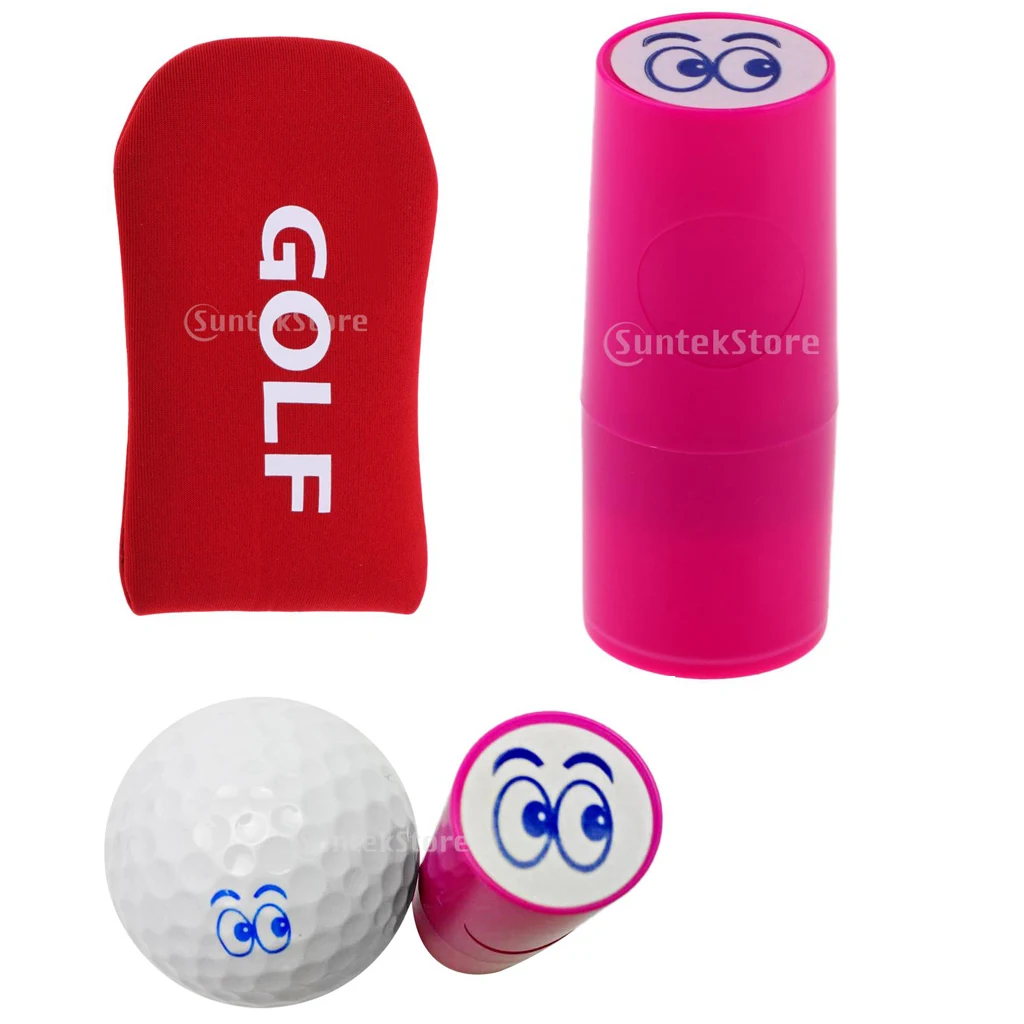 1x мяч для гольфа штамп Stamper Marker Eyes+ 1x колотушка для гольфа головной убор Putter Cover