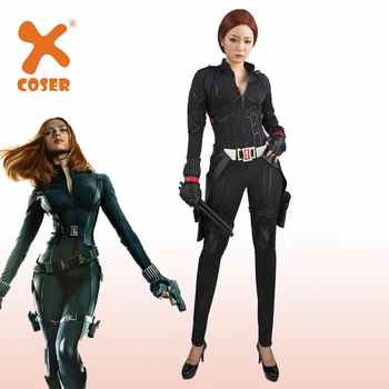 

XCOSER Natasha Endgame Black Widow Cosplay Costume Full Set Brand New PU Cotton Cool Halloween Party Cosplay Costume For Women