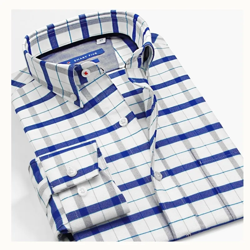 

Smart five Classic Shirts Men Long Sleeve Plaid 100% Cotton High Quality Shirt Men Summer 2018 Plus Size 5XL 6XL Shirts Clothes