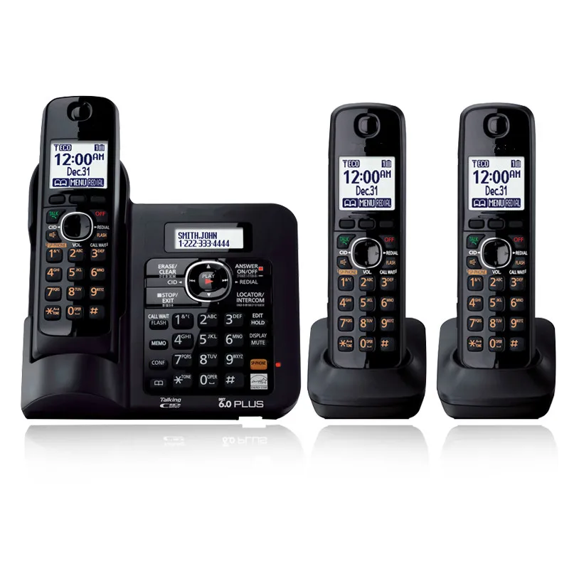 3 Handsets KX TG6641 DECT 6.0 Digital wireless phone Black