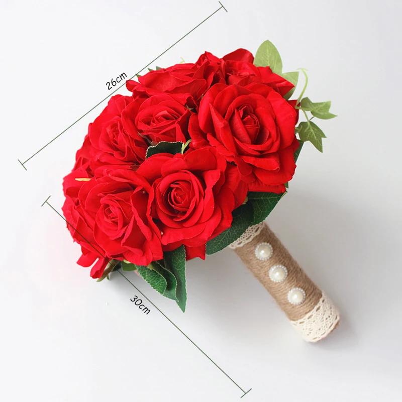 JAROWN Simulation Rose Wedding Bride Holding Flowers European Style Artificial High Quality Silk Fake Bouquets Home Decor Flores (12)