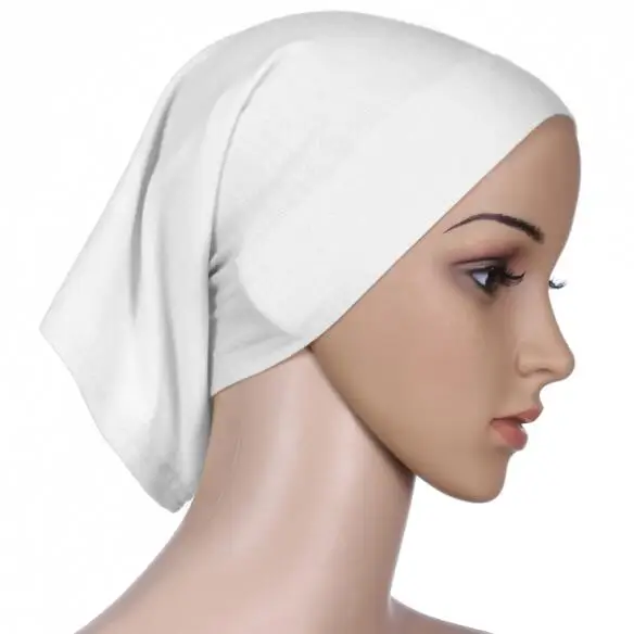 Женский хлопковый шарф из вуали, плиссированные Квадратные блоки, простая шаль, мусульманский хиджаб, шарфы, головной шарф, обертывания - Color: inner hat white