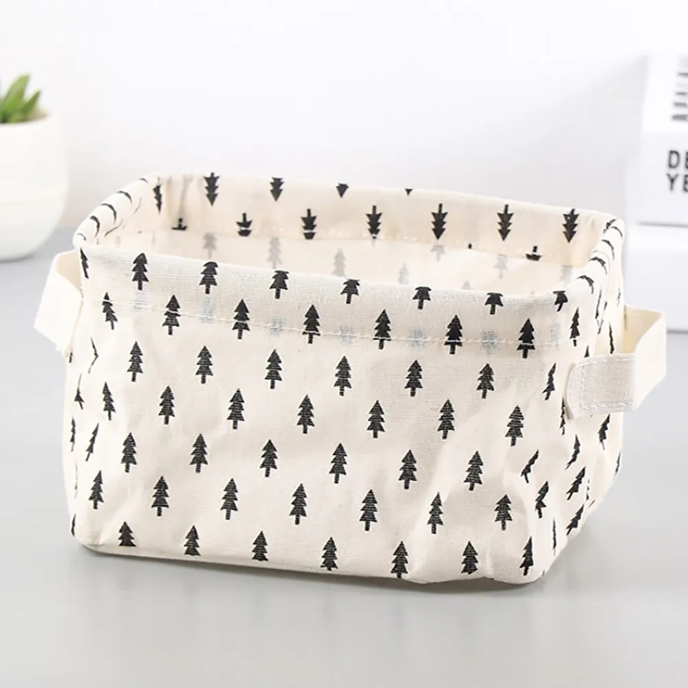 

Cotton Linen Desktop Storage Basket Sundries Storage Box with Handle Caja Almacenamiento Organizador Storage Box BL5