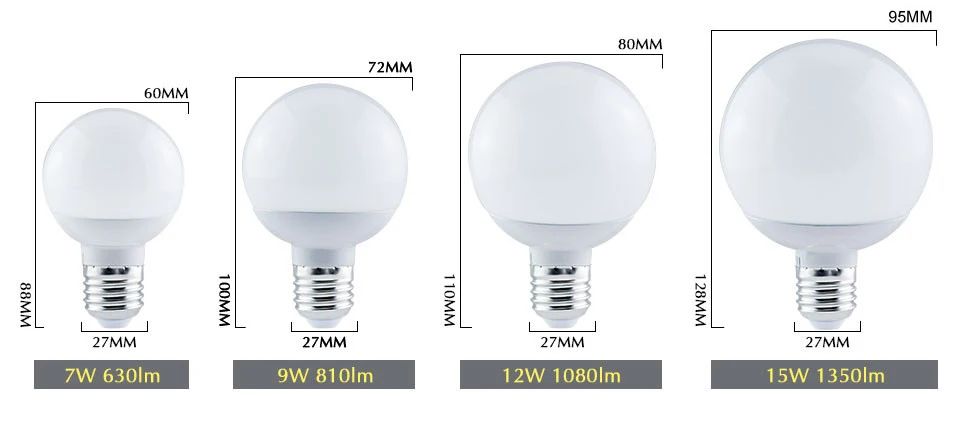 Светодиодный светильник E27 220 В глобальная лампа 110 в 127 в 85-265 в 15 Вт светодиодный шарик пузыря шарика лампада без мерцания 360 градусов 6 шт./лот