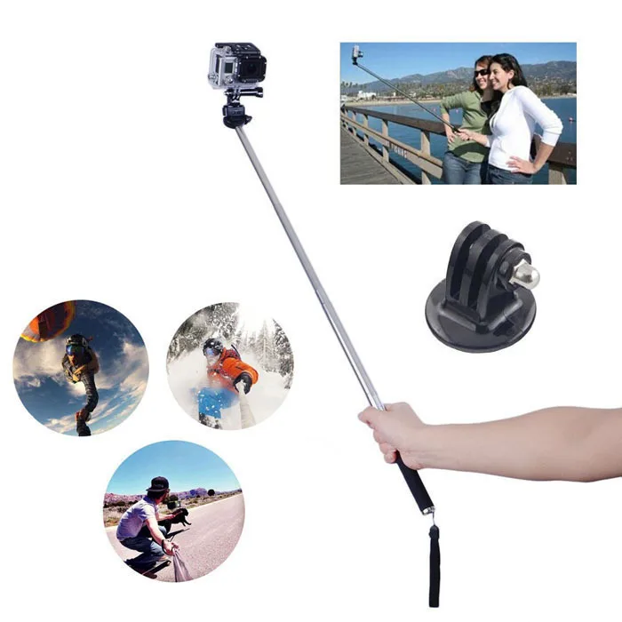 Aluminum Gopro Monopod Lightweight Extension Handheld + Mount For Gopro