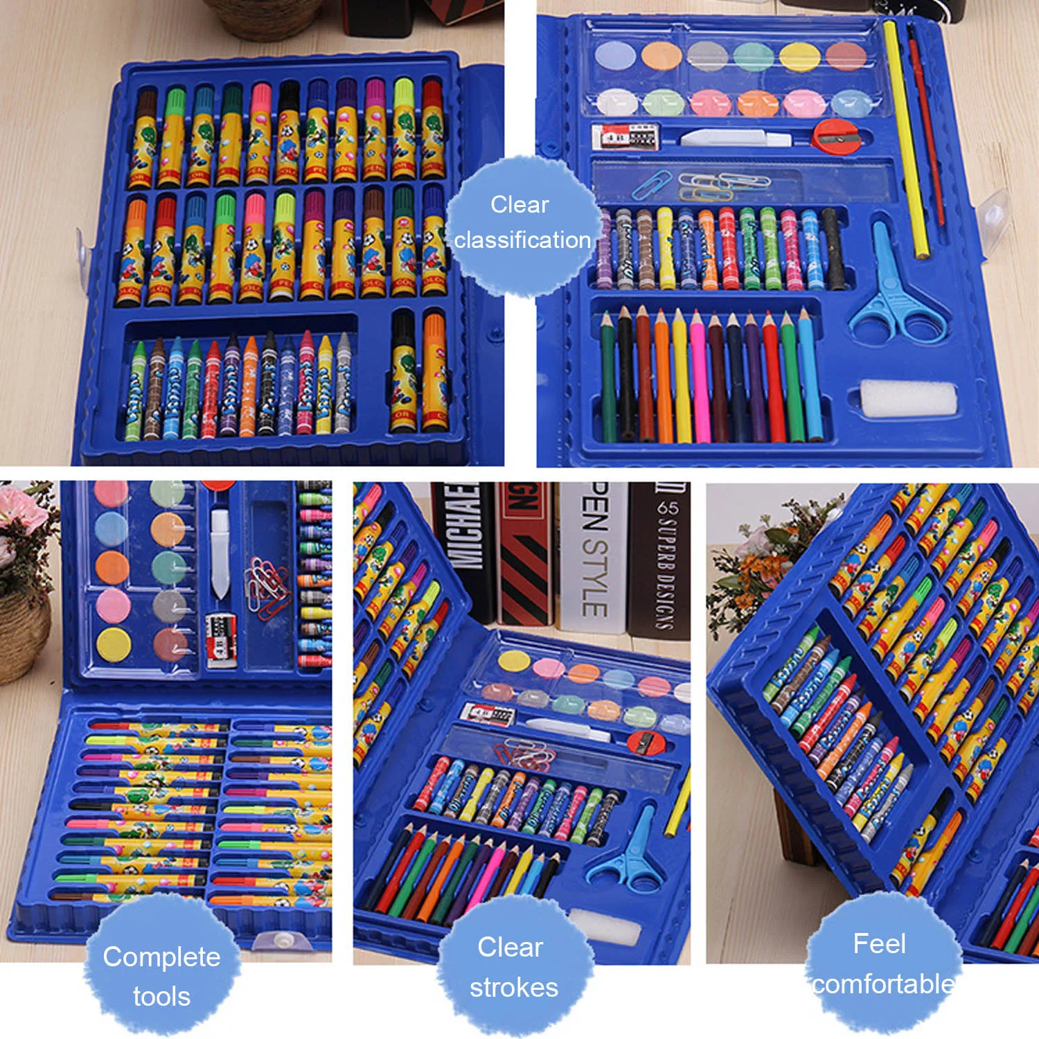 

Besegad 86pcs Children Kids Colored Pencil Artist Kit Painting Crayon Marker Pen Brush Drawing Tools Set Kindergarten Supplies