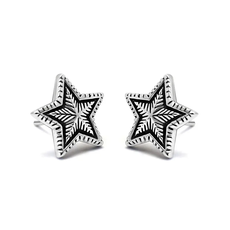 

Vintage Five pointed star Pentagram pentacle new hot sale stainless steel Ear nail punk rock men jewelry Fast shipping STE1-025