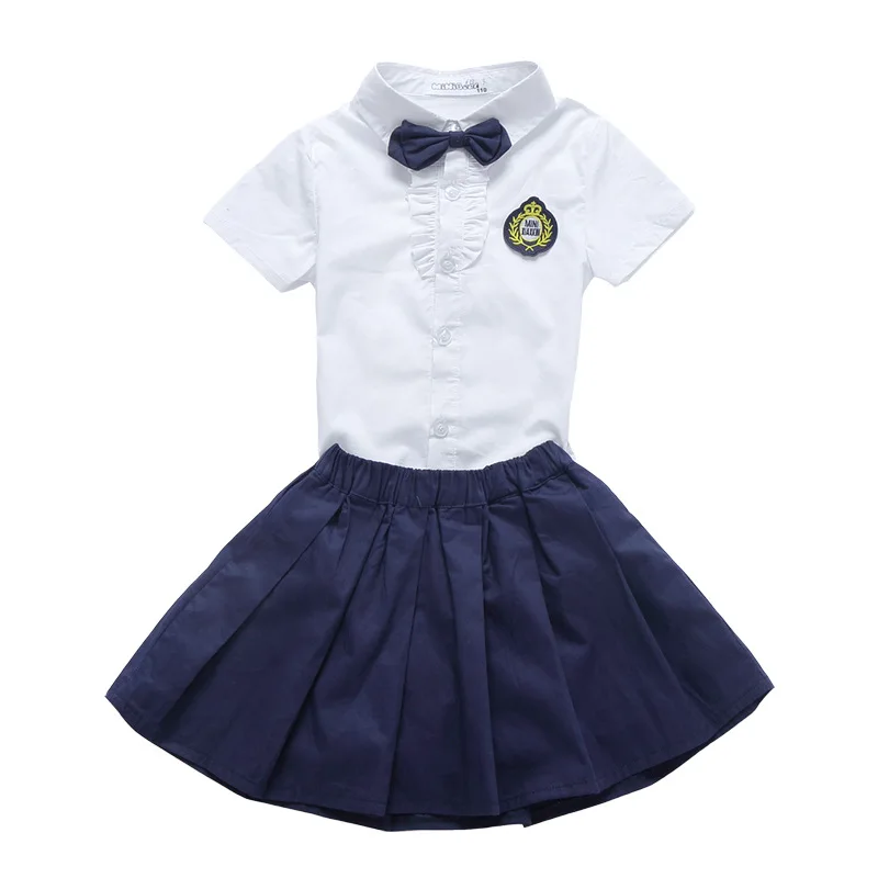 navy blue skirt and white shirt