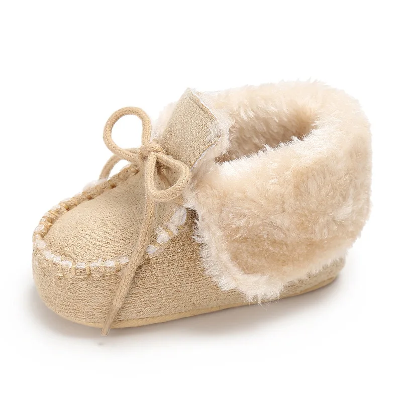 Sapatos de Bebê Sapatos de Pele de lã Meninas do Bebê Botas de Pele Botas de Bebê Inverno Botas Crianças Quentes Carneiro Couro Genuíno Menino 28 Cheap Primeiros caminhantes