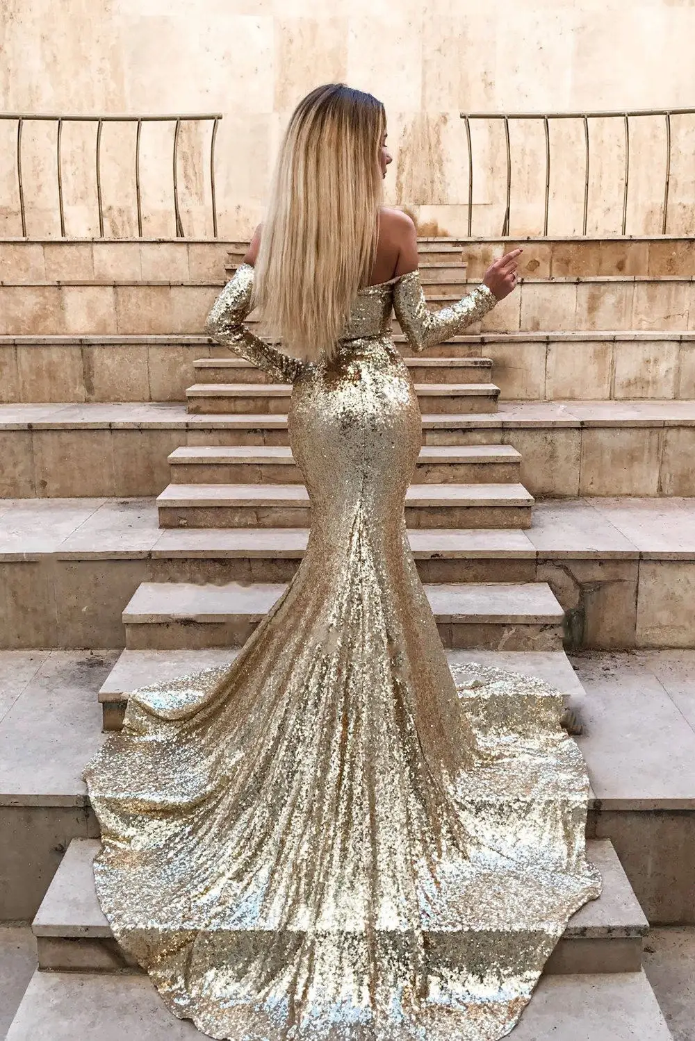 Vestido de festa 2019 милое блестящие золотистые блестки Русалка длинное вечернее платье