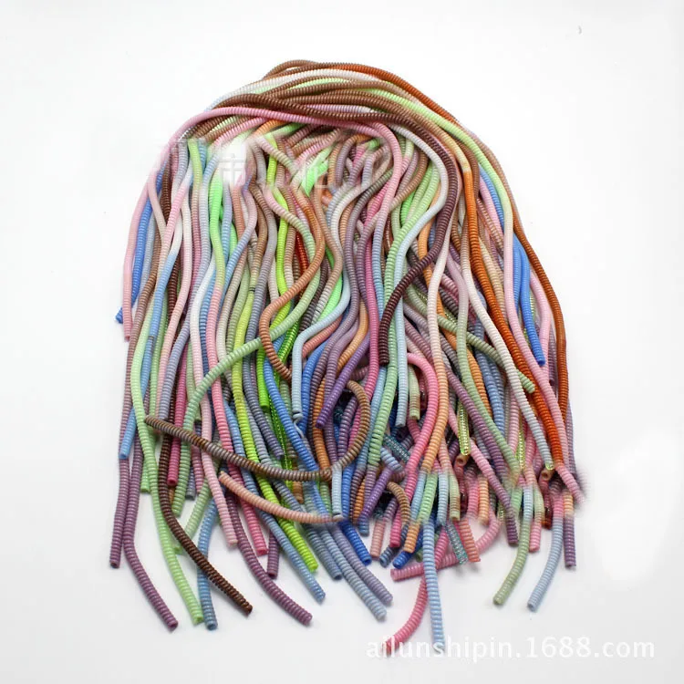 

500Pcs 60CM Gradient Color Solid TPU Spiral USB Charger Cable Cord Protector Wrap Cable Winder For iphone Samsung Hair Ring