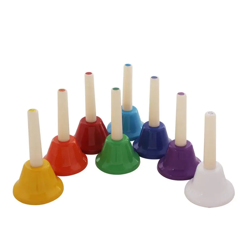 8pcs/set Hand Rattles 8 Tone Colorful Handbell Rattle Metal PVC Percussion Instrument Musical Gift