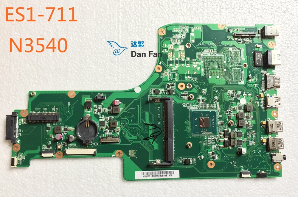 

NBMS211002 For ACER ES1-711 N3540 Laptop Motherboard DA0ZYLMB6C0 Mainboard 100%tested fully work