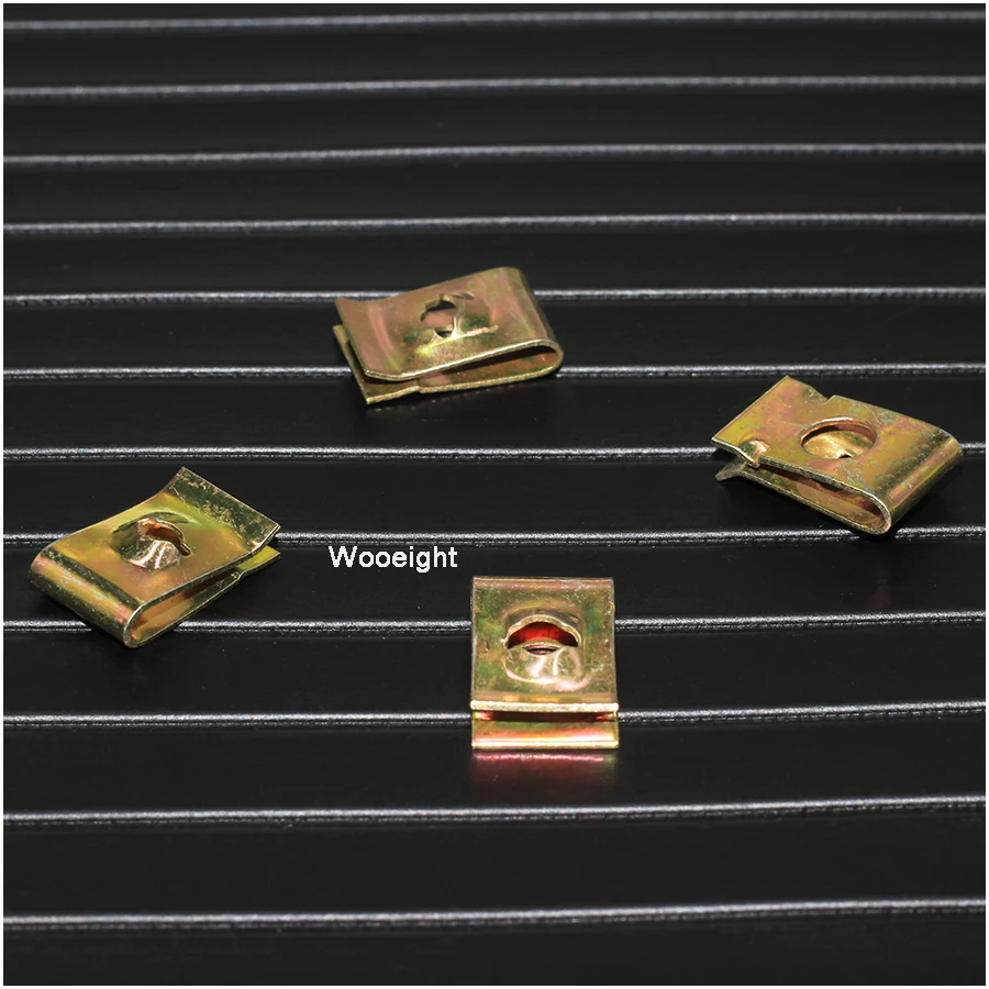 Wooeight 50Pcs Car Fastener Clip Screw Base U Type Nut Mounting Fastener Clips 6mm Dashboard Pannel Speed U-Clips  (6)