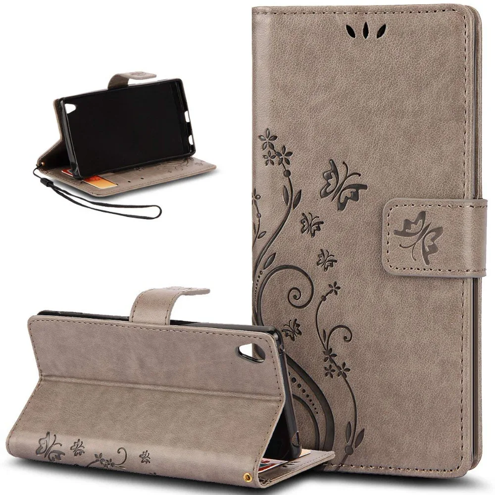 Butterfly Flower Patterned PU Leather Wallet Case Cover For Sony Xperia XZ2 XZ1 Z3 Mimi Z5 E5 XA Z3 Z5 Mini XA1 Phone Capa Coque (9)
