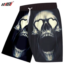 UJWI, мужские сексуальные шорты с 3d принтом в виде металлического черепа, черные шорты для бега в стиле панк, хип-хоп, повседневные короткие штаны, большие размеры