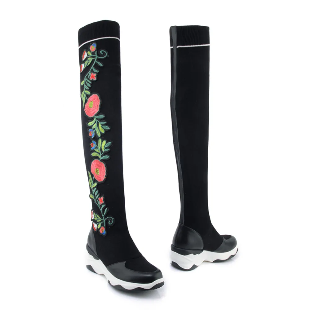 Femmes Confortable Le Laine Noir Cuir Sur Automne En Genou Dames Véritable Hiver Masgulahe Mode Bout Rond Bottes EPxZwcAq