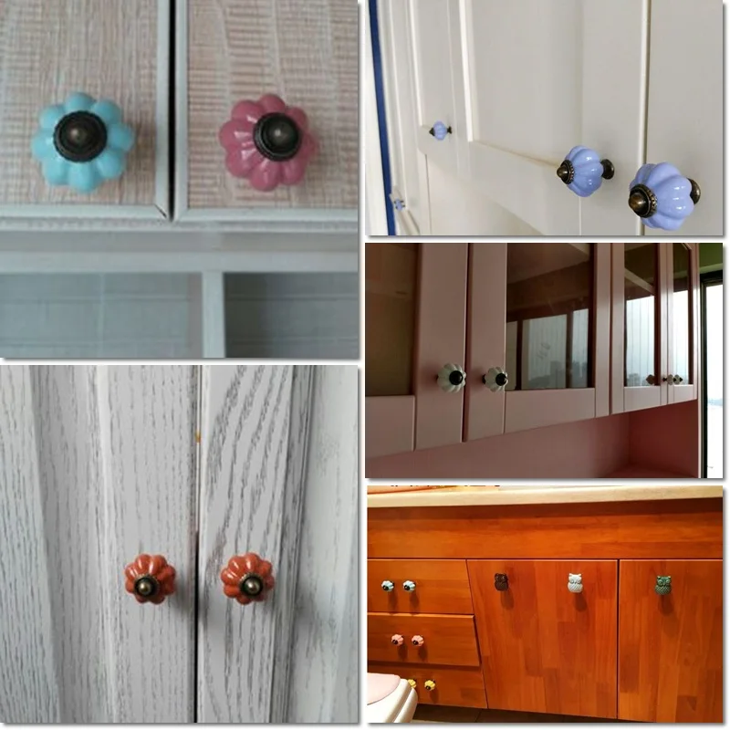 Rural Style Pumpkin shape Ceramic Door Knob-1