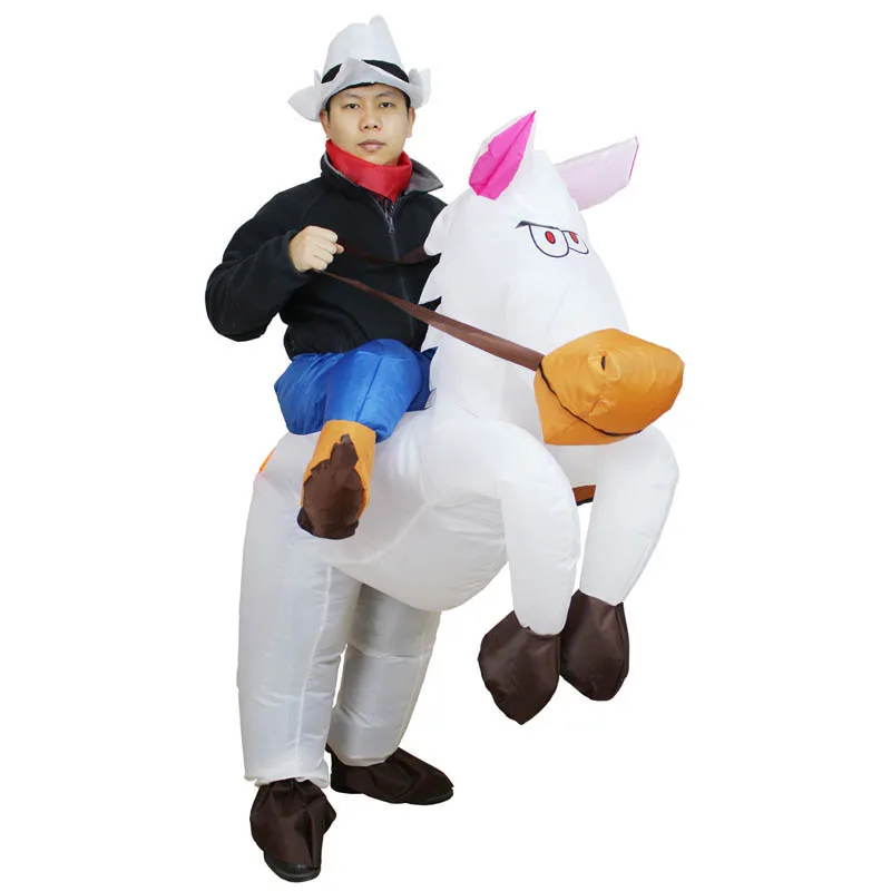 Costume Da Cavallo Gonfiabile – Cowboy Divertente In Poliestere, Con Ventilatore A Batteria, Facile Da Indossare, Per Halloween E Feste A Tema