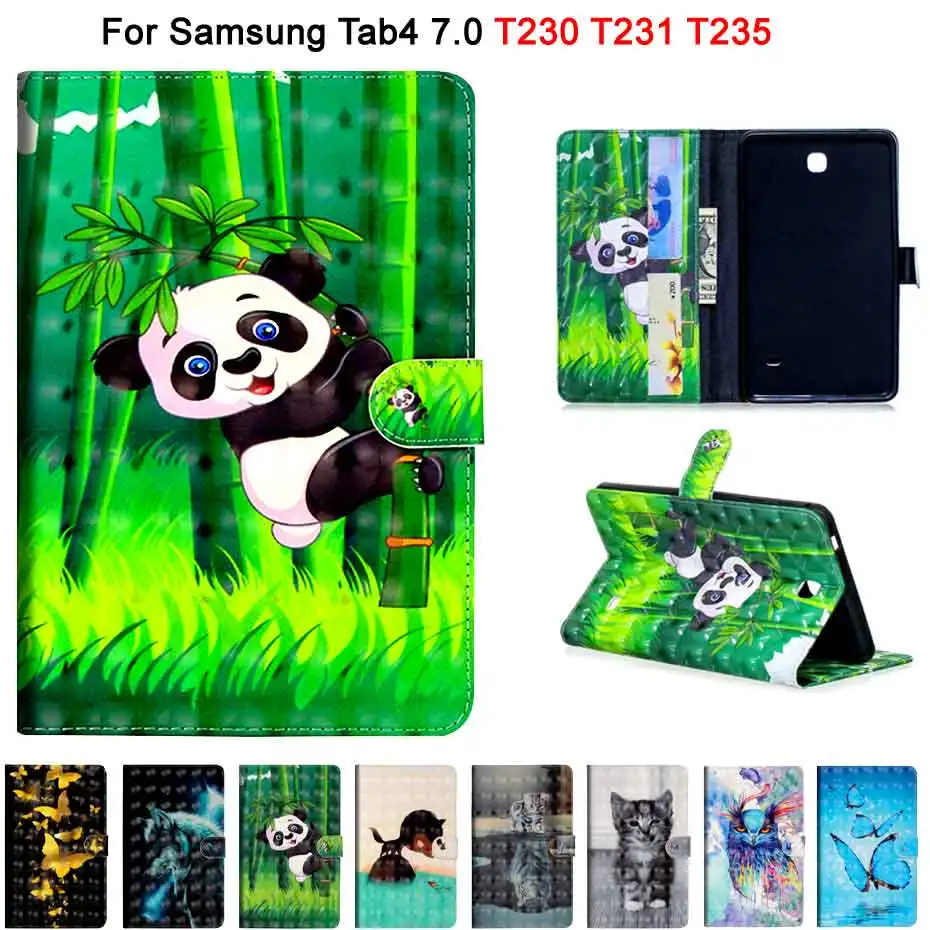 3D Painting PU Leather Case For Samsung Galaxy Tab 4 Tab4 7.0 SM-T230 T230 T231 T235 Smart Cover fundas Flip Stand Shell | Компьютеры и