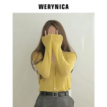 

Werynica 2019 Fashion Summer Knitted Cardigan Light Thin Long Sleeve Women Sweater Female Cardigans Women's Coats Outerwear