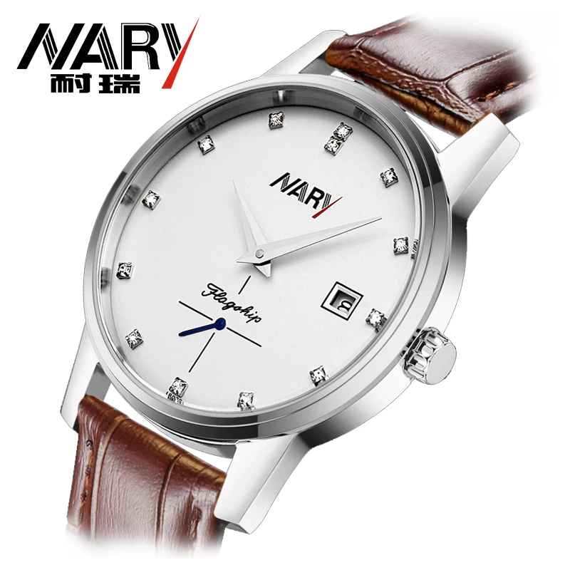 Hot 2016 NARY Luxury Brand Business Men s Automatic Skeleton Mechanical Military Wrist watchMen full Leather