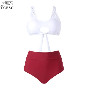 

TCBSG 2019 New Arrival Push Up Brazilian Swimwear Women Swimsuit Bathing Suits Bikini Set Solid Retro Vintage Beachwear Biquini
