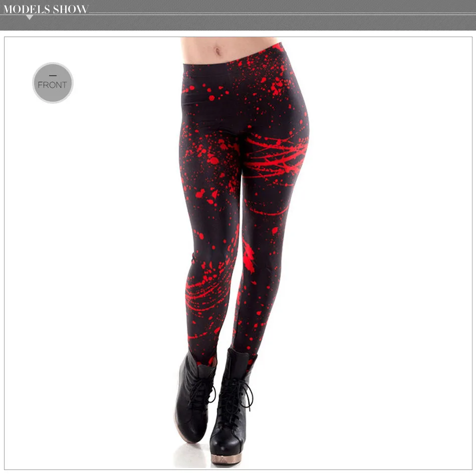 [You're My Secret] Модные леггинсы Красного размера плюс, женские леггинсы с пятнами крови, 3D цифровая печать, леггинсы для фитнеса, женские черные брюки-карандаш