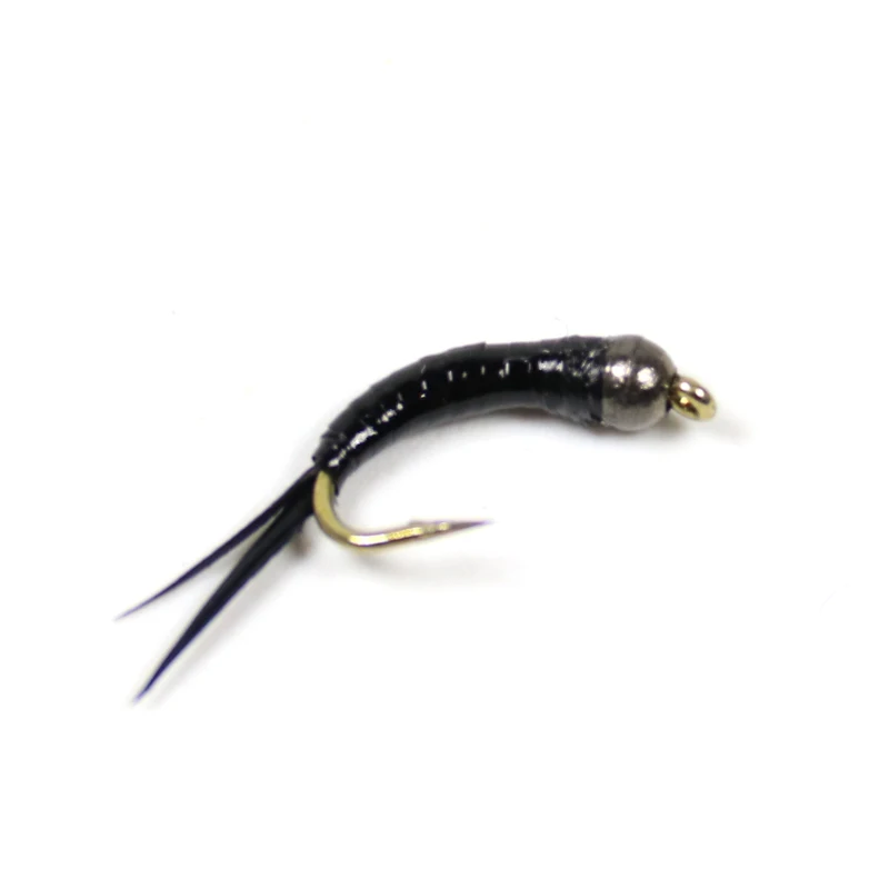 

6pcs #16 Larva Fly Trout Flies Fishing Tungsten Bead Head Black Nymph