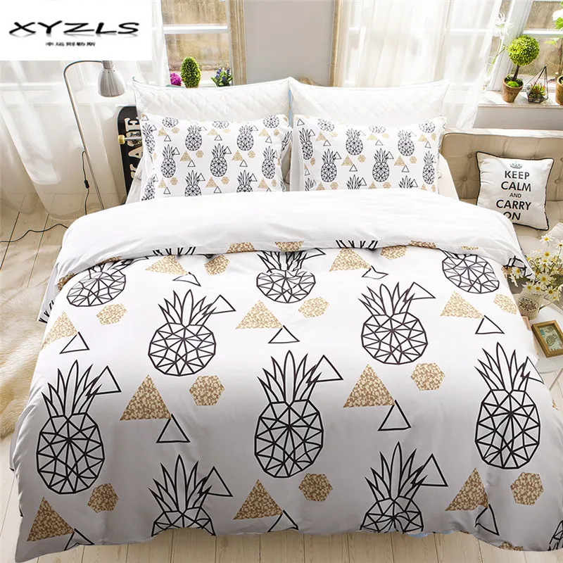 Xyzls Modern Cartoon Pineapple Duvet Cover Set Twin Queen King