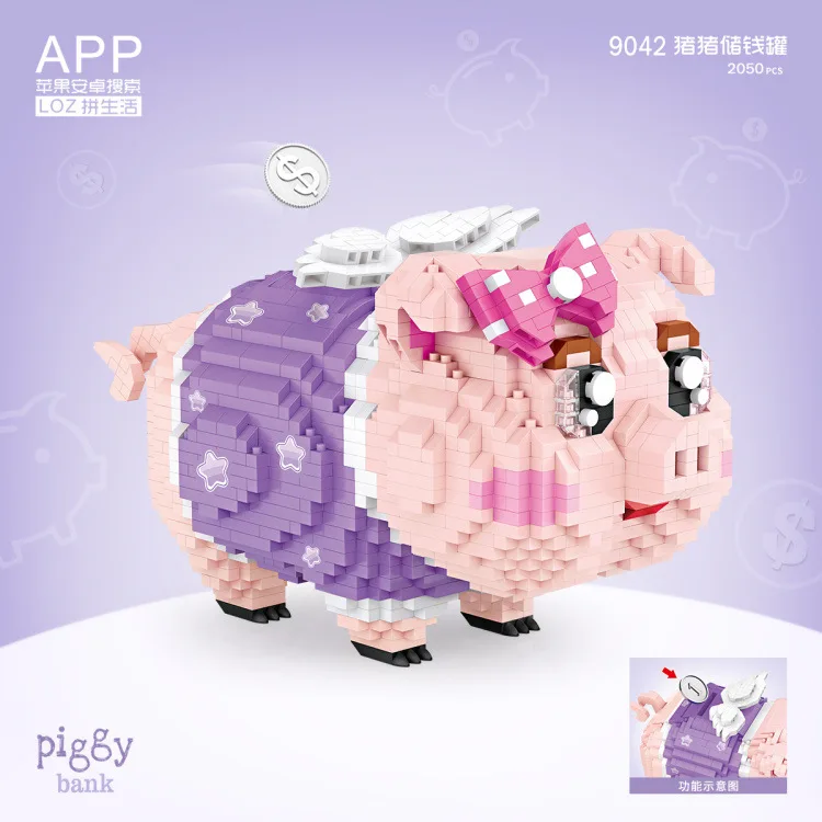 

LOZ Mini Blocks Cute Cartoon Piggy Model Anime building Bricks Toy For Valentines Day Gifts Christmas Girls Toys 9042