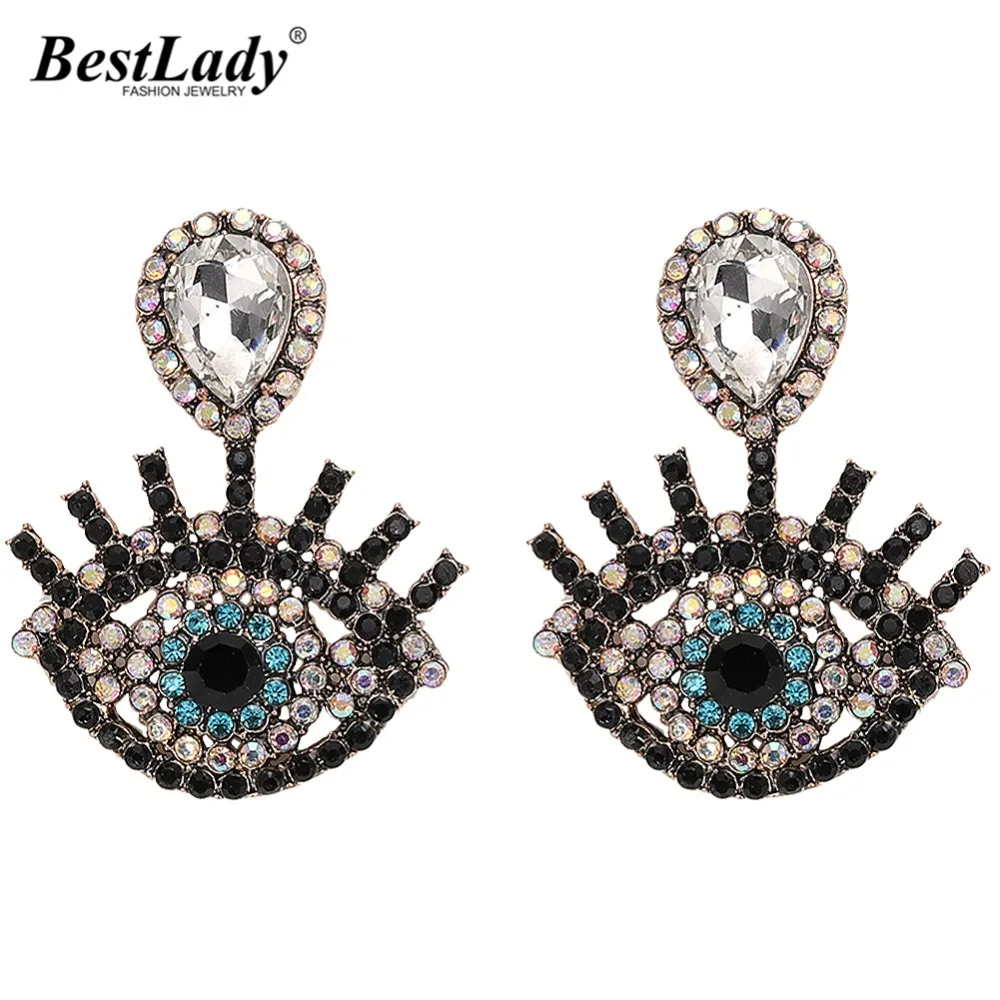 

Best lady Ethnic Eyes Shaped Fringed Drop Earrings for Women Palm Heart Brand Design Korean Wedding Statement Earings Party Gift