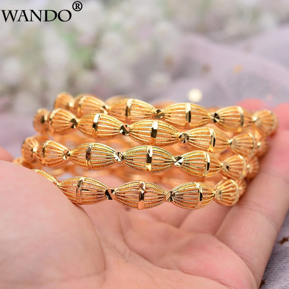 4PCS Fashion Metallic Gold Color Bracelet&Bangle For women Middle East Wedding Jewelry African Gifts