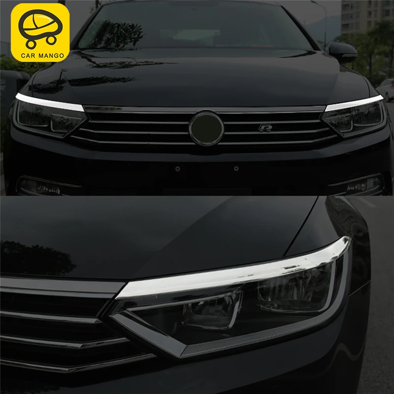 

CAR MANGO Car Styling Front Light Lamp Headlight Cover Trim Frame Sticker Exterior Accessories For Volkswagen Passat B8 2018