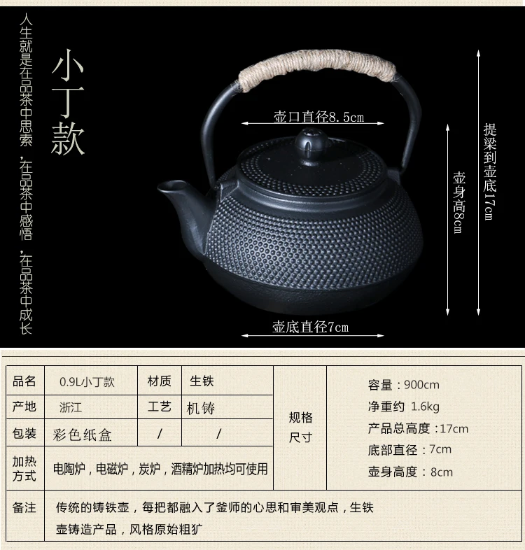 Высококачественный Железный чайник кунг-фу пуэр, железный чайник, японский чугунный чайник, окисленный, без покрытия, железный чайник