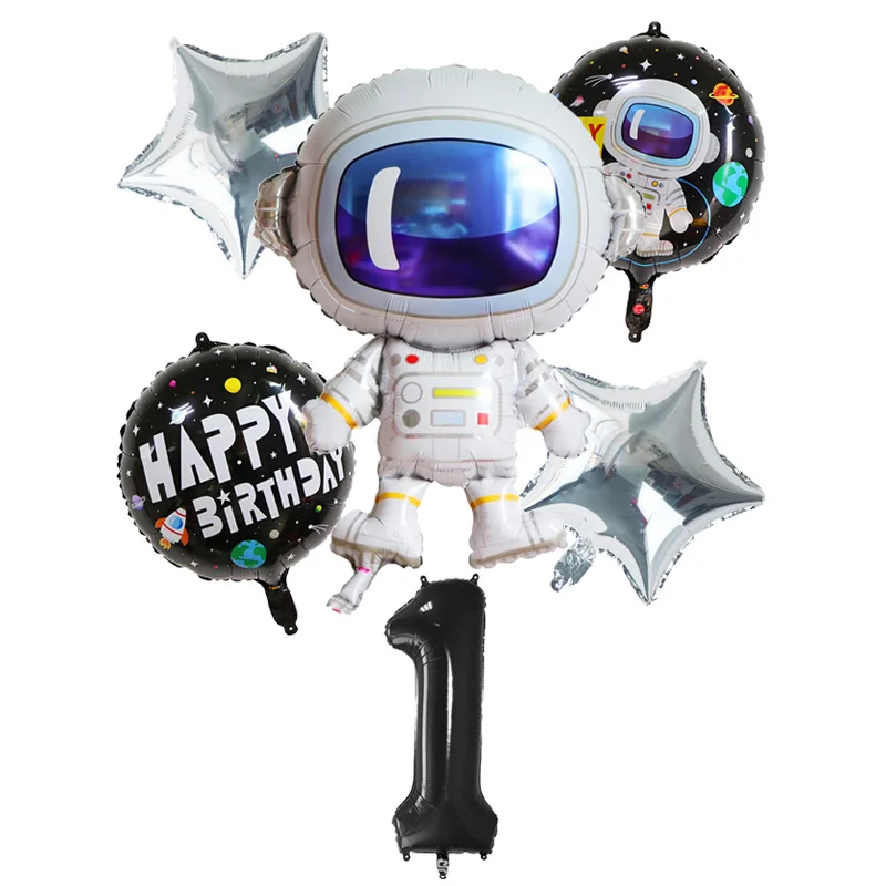 6 шт. космические вечерние шары-цифры астронавт фольга балон тема галактики вечерние Мальчик Дети Декор для вечеринки в честь Дня Рождения гелиевые шары