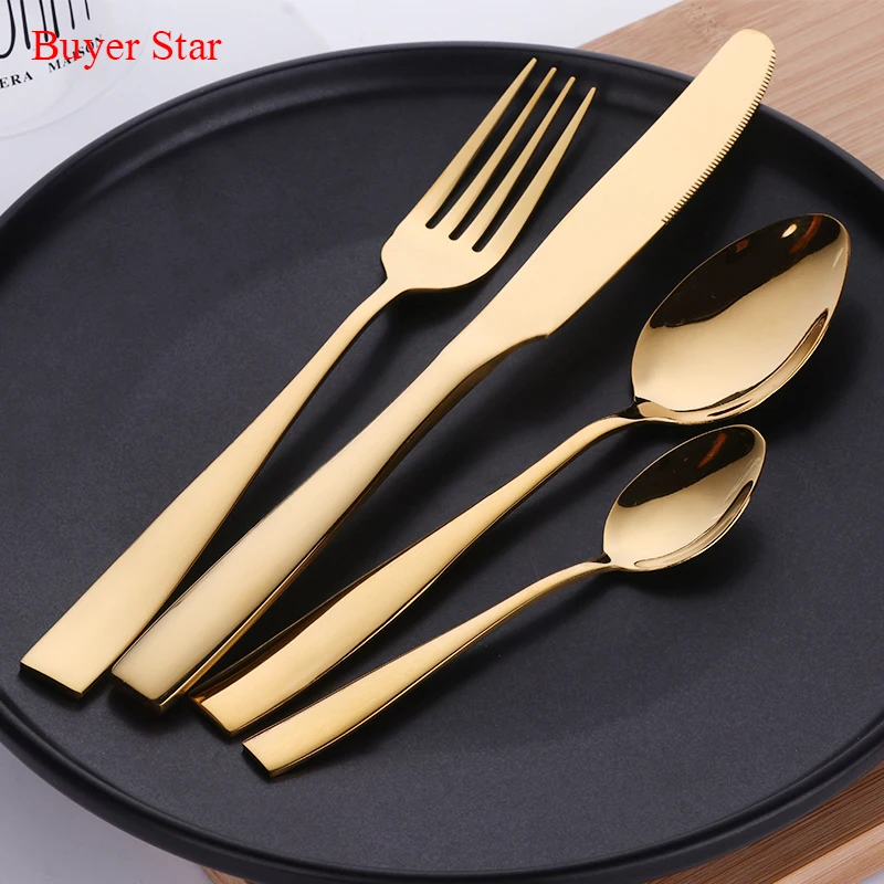 24 шт. позолоченные столовые приборы из нержавеющей стали|cutlery set|gold plated cutlery setgold |