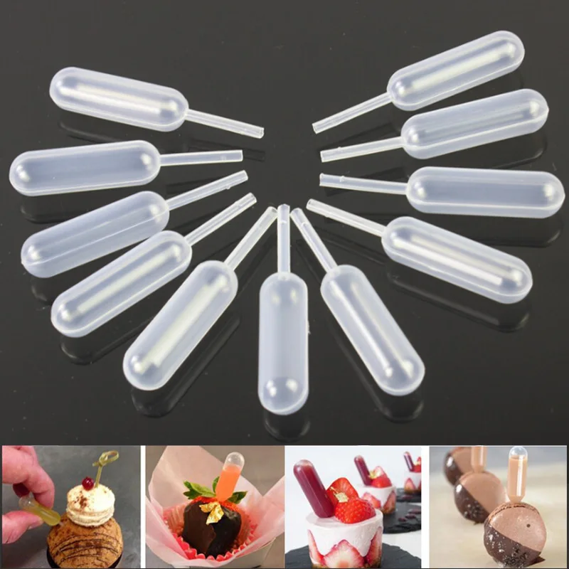 

50 Pcs/pack Ice Cream Jelly Milkshake Droppers Straw Dropper For Cake Disposable Straw Injector For Cupcake Dessert Baking Tools
